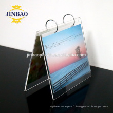Jinbao clair matériau plastique présentoir supports acrylique calendrier de bureau